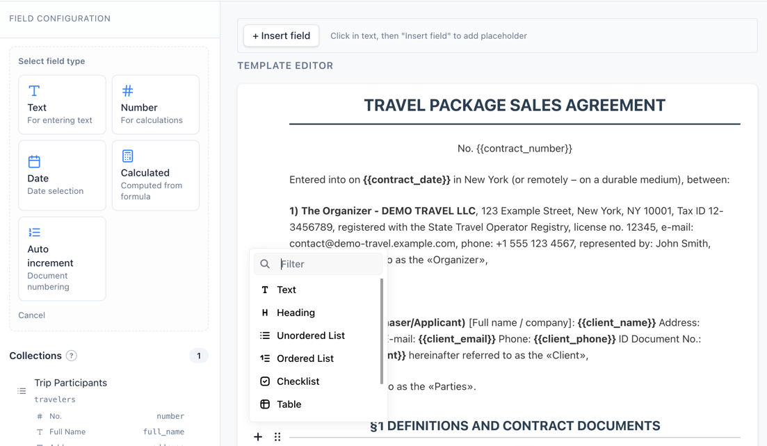 Design templates visually